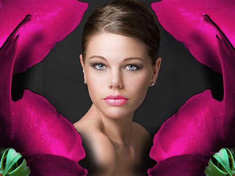Rose Beautiful Woman Pink Lips She Lovely Look Female Hd