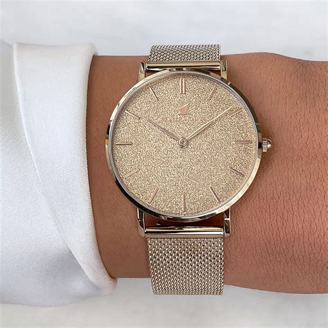 champagne women s watch champagne glitter dial mesh strap hexter and baines