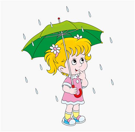 Girl Playing In Rain Cartoon Free Transparent Clipart Clipartkey