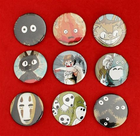 Studio Ghibli Badge Set Featuring Soot Sprite Mononoke Jiji