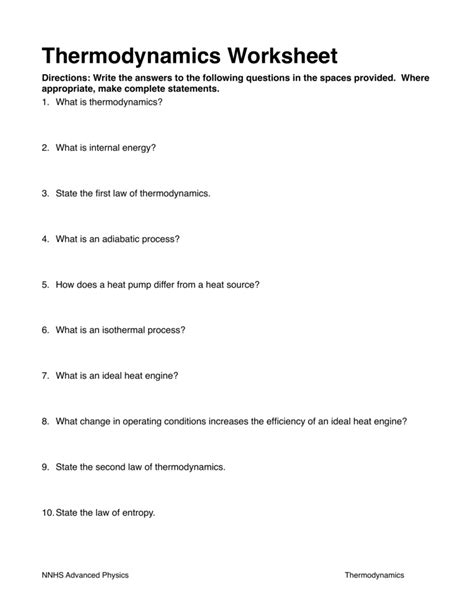 Thermodynamics Test Questions And Answers Pdf