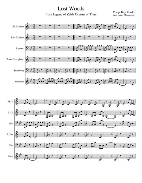Lostwoods Sheet Music For Trombone Clarinet In B Flat Clarinet Bass