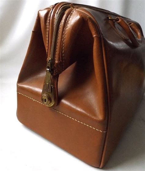 Vintage 1940s Large Brown Leather Doctor Bag Satchel Tote Etsy Tan