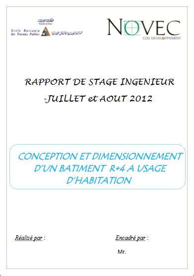 Rapport De Stage IngÉnieur Conception Et Dimensionnement Dun