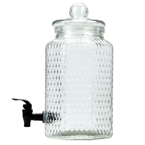 core 1 gallon glass beverage dispenser with glass lid 8 1 2 x 6 x 12 1 4