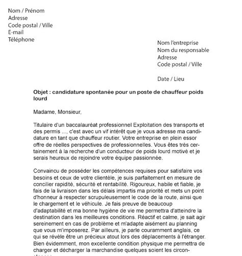 Lettre De Motivation Pour Chauffeur Livreur Permis B  Soalan s