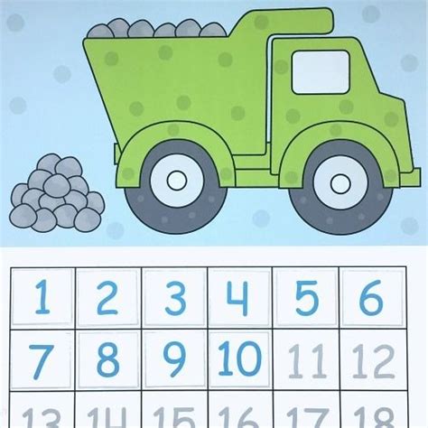 Dump Truck Number Sequence Mats For Preschool And Kindergarten
