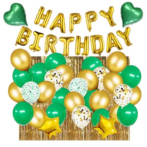 Buy Happy Birthday Balloons Green And Gold Birthday Party Decorations