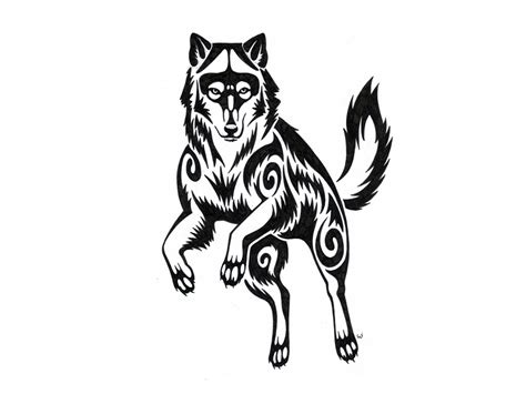 Tribal Fire Wolf Drawing Free Image Download