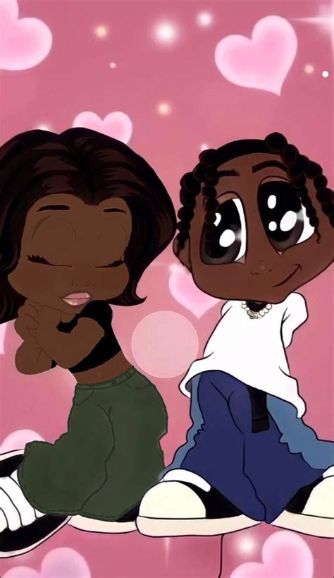 Black Couple Cartoon Darkskin Men And Women Cartoon Painting Girls