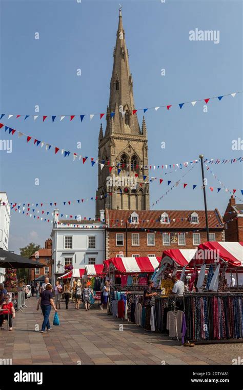 Newark Royal Market Market Place With The Spire Of The Parish Church