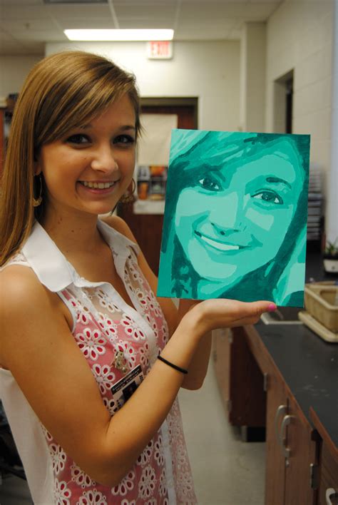 student monochromatic self portraits Smiths Station HIgh School, Smiths