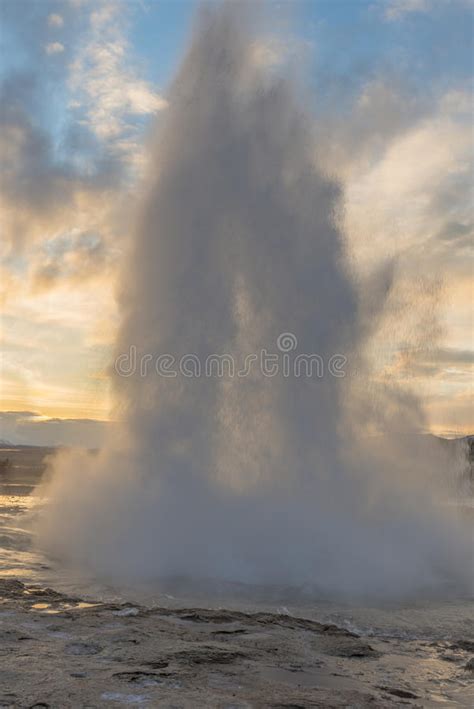 Eruption Of Strokkur Geyser In Iceland Stock Photo Image Of Explosion