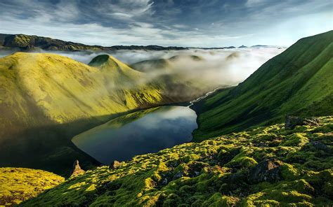 Landscape Natural Beautiful Mountain Scenery Green Lake