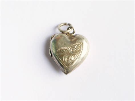 Vintage Sterling Silver Heart Locket Silver Locket Opens Etsy