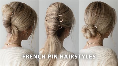 How To 3 Easy French Pin Hairstyles Hair Pin Hairstyles For Long Hair Youtube