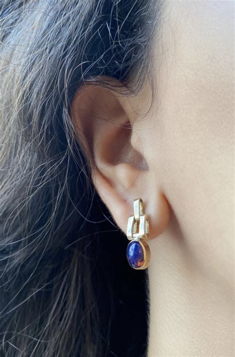 Larimar And Blue Amber 14k Gold Earring Larimar Factory
