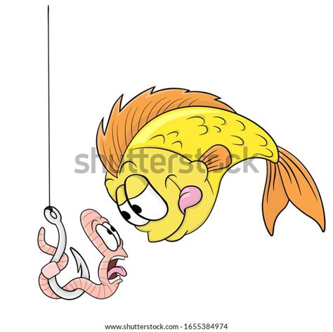 Cartoon Worm On Hook That Fish Stock Vector Royalty Free 1655384974
