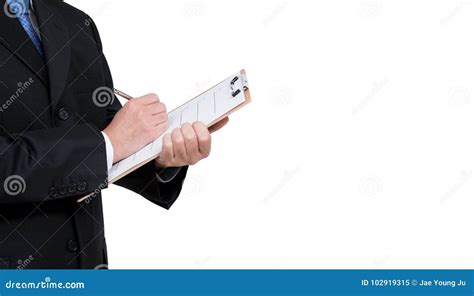 Businessman Working On Clipboard Stock Image Image Of Communication