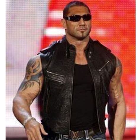 Dave Bautista Wwe Wrestler Black Leather Vest Fameleathers Batista