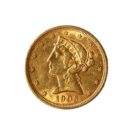 5 Gold Liberty 1906 Au Golden Eagle Coins