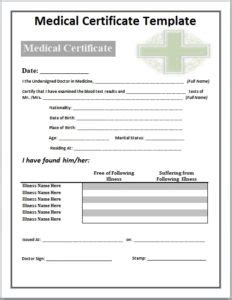 Free Medical Certificate Templates Free Word Templates