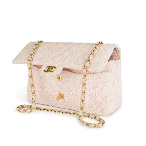Chanel Vintage Pink Tweed Medium Classic Soft Pink Flap Bag At 1stdibs