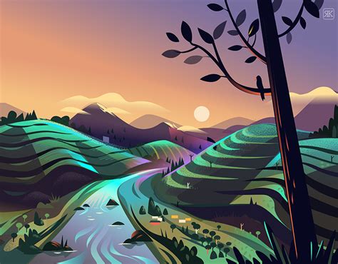 Adobe Illustrator On Behance In 2020 Landscape Illustration Artwork