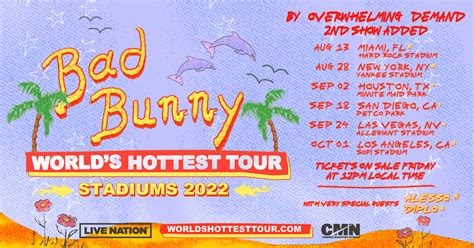 Bad Bunny Announces Six Additional Us Stadium Shows On His “bad Bunny Worlds Hottest Tour