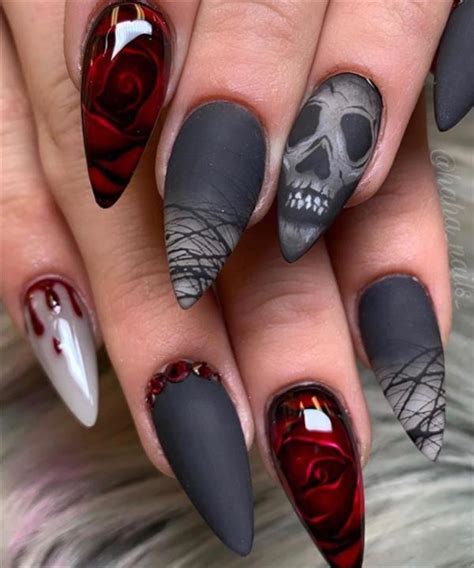 30 Halloween Nails Spooky Halloween Skull Nails Art Design Ideas