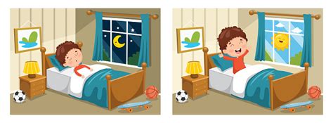Vector Illustration Of Kid Sleeping And Waking Up Stock Illustration