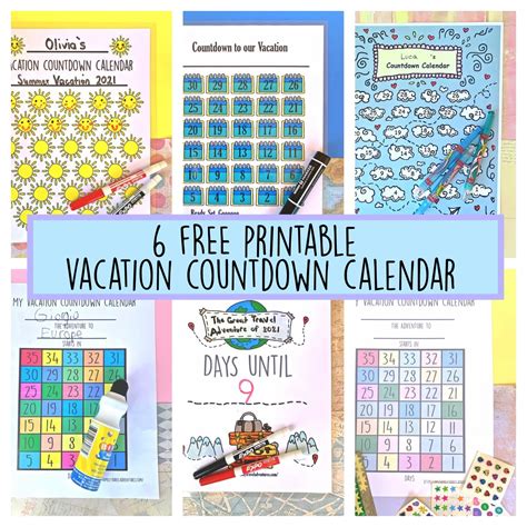 6 free printable vacation countdown calendars