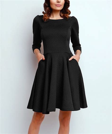 Black Side Pocket Fit And Flare Dress By Naoko Zulily Zulilyfinds Fit