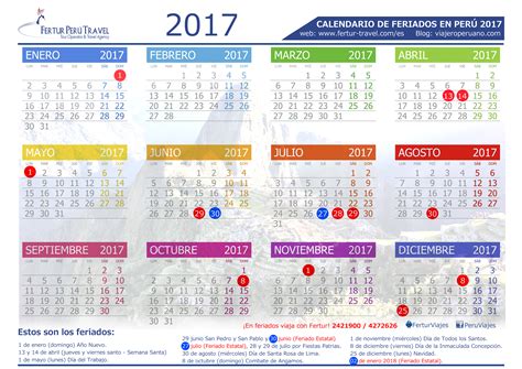Calendario 2017 Con Feriados Para Imprimir En Perú