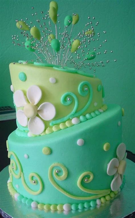 Amazing happy birthday cake pictures ideas. Green colour themed cakes-Green shades in cakes