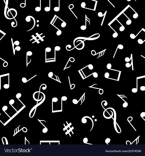 Music Notes Black Pattern Musical Note Signs Old Vector Image