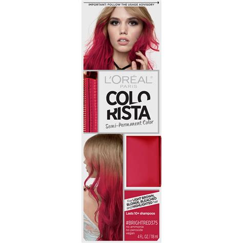 L Oreal Paris Colorista Semi Permanent Hair Color Light Bleached Blondes Bright Red 1 Kit