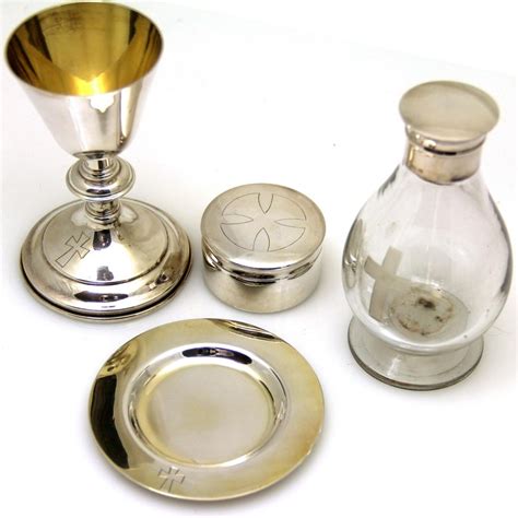 Complete Boxed Portable Communion Set With Four Pieces Plus Stole From