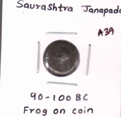 Saurashtra Janapada Frog 90 100 Bc Coin A39 Kb Coins And Currencies