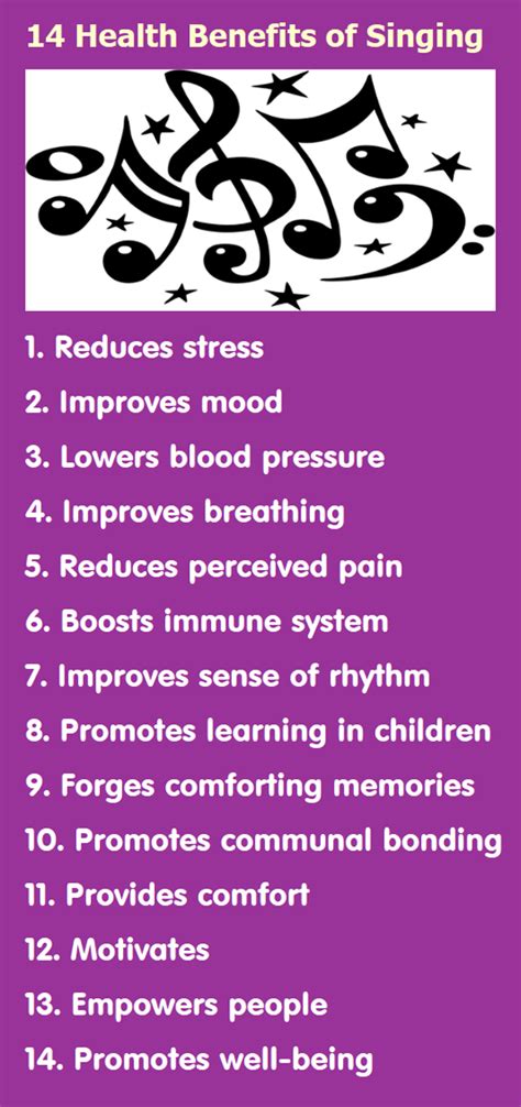 Infographic 14 Health Benefits Of Singing Infographic A Day