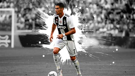 Cristiano Ronaldo Cr7 Is Wearing White Black Sports Dress In Blur