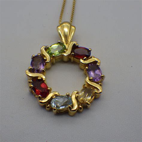 Vintage Gemstone Wreath Pendant Necklace Genuine Gemstones Etsy