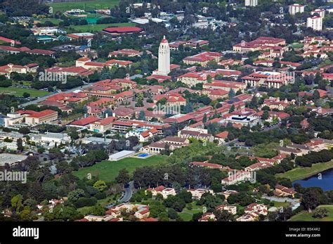 Aerial View Above Stanford University Campus Palo Alto California Stock