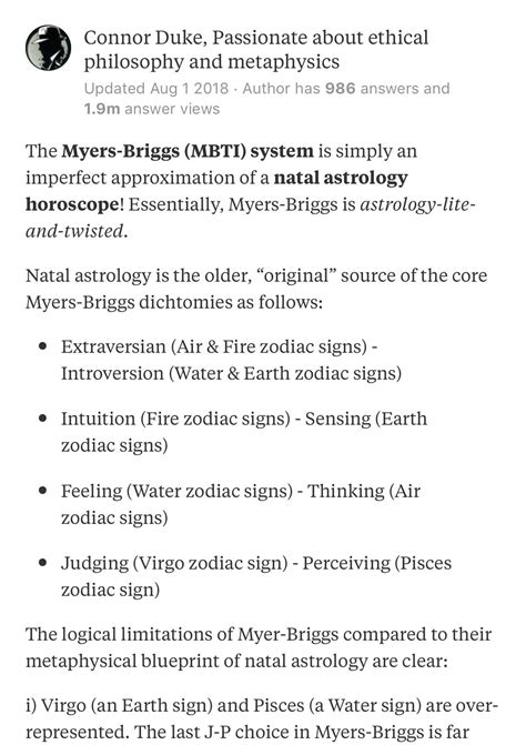 “MBTI is an imperfect version of astrology” : mbti