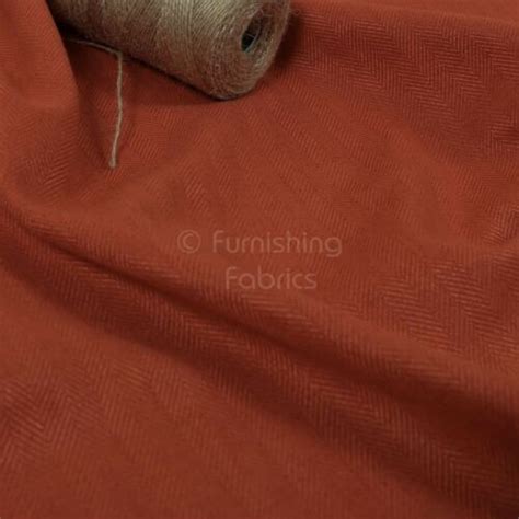 Furnishing Burnt Orange Herringbone Chenille Textured Hardwearing