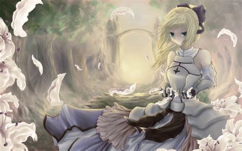 Saber In A Beautiful Forest Fatestay Night Wallpaper Anime