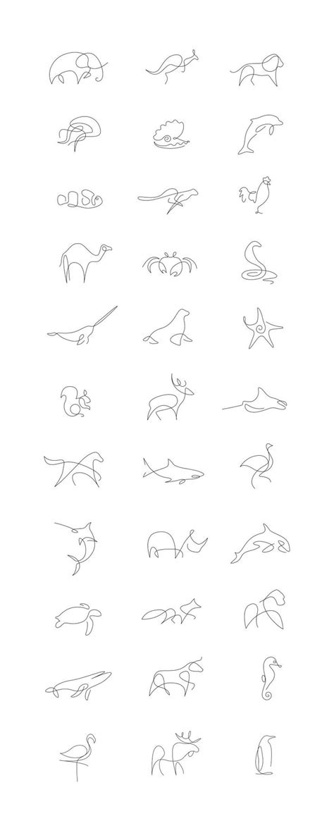 Tiny Tattoo Idea Minimalist One Line Animals By A French Artist Duo