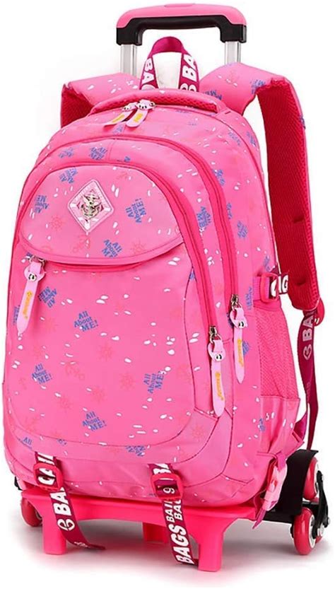 6 Wheels Lyln Rolling Backpack Girls Backpack With Wheels Removable