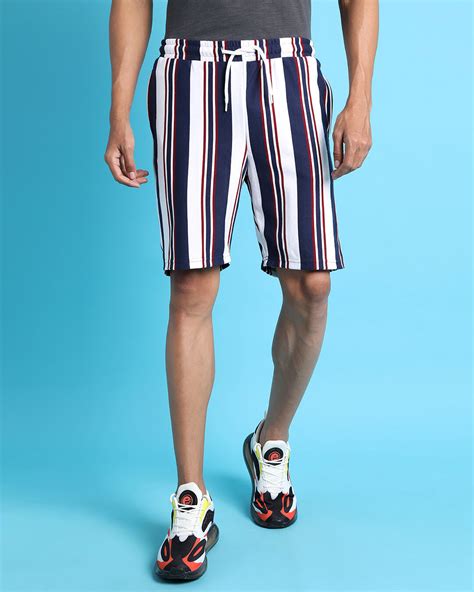 Buy Mens Blue And White Striped Slim Fit Shorts For Men Blue Online At