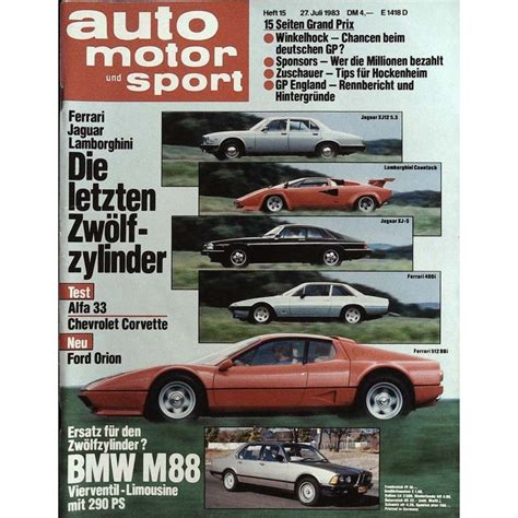 auto motor sport Heft 15 27 Juli 1983 Zwölfzylinder